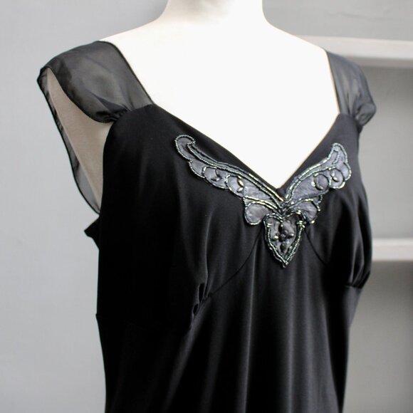 Fashion Bug VTG Y2K Black Beaded Neckline Flowy Tank Top Blouse Size XL - Picture 4 of 8